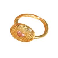 Brass Cuff Finger Ring Round gold color plated micro pave cubic zirconia nickel lead & cadmium free 17mm Sold By PC