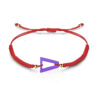 Brass Bracelet & Bangle Polyester Cord with Brass Triangle gold color plated adjustable & enamel Length 13-25 cm Sold By PC