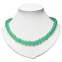 Grüner Aventurin Halskette, mit Messing, rund, silberfarben plattiert, verschiedene Größen vorhanden & für Frau, grün, verkauft per 17.72 ZollInch Strang