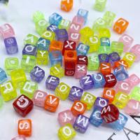 Alphabet Acrylic Beads, Alphabet Letter, DIY & transparent & different size for choice & enamel, mixed colors, Sold By G