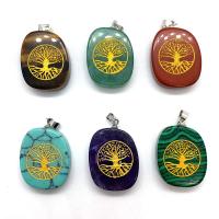 Gemstone Pendants Jewelry with Brass irregular silver color plated Sold By PC