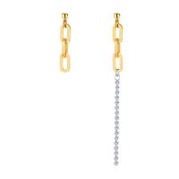 Asymmetric Earrings, Titanium Steel, Vacuum Ion Plating, fashion jewelry & micro pave cubic zirconia & for woman, gold, 93mm,37mm, Sold By Pair