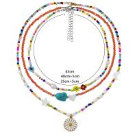 Glass Seed Beads Necklace with turquoise & Plastic Pearl Bohemian style & for woman Sold By PC