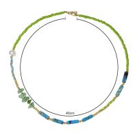 Glass Seed Beads Necklace, Seedbead, with Agate, Bohemian style & for woman, Length:Approx 15.7 Inch, Sold By PC