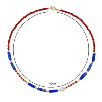 Glass Seed Beads Necklace Seedbead with Lapis Lazuli & Plastic Pearl Bohemian style & for woman Length Approx 15.7 Inch Sold By PC