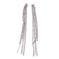 Rhinestone Earring with Brass Tassel plated fashion jewelry & for woman Sold By Pair