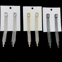 Mode-Fringe-Ohrringe, Strass, mit Messing, QuasteTroddel, plattiert, Modeschmuck & für Frau, keine, 11x140mm, verkauft von Paar