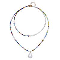 Glass Seed Beads Necklace, Plastic Pearl, with Seedbead & Tibetan Style, Bohemian style & different styles for choice & for woman, Sold By PC
