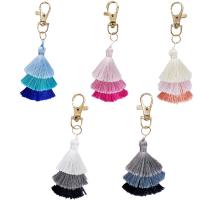 Bag Purse Charms Keyrings Keychains, Cotton Thread, with Tibetan Style, portable, more colors for choice, 40x120mm, Sold By PC