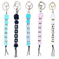 Bag Purse Charms Keyrings Keychains, Silicone, with Tibetan Style, portable & with letter pattern, more colors for choice, 15x210mm, Sold By PC