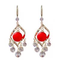 Rhinestone Earring Zinc Alloy with Plastic Eight Point Star plated for woman & with rhinestone Sold By Pair