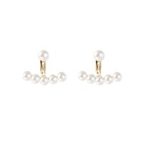 Ear Jackets Zinc Alloy with Plastic Pearl gold color plated for woman Sold By Pair