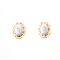 Zinc Alloy Stud Earring with Resin gold color plated for woman Sold By Pair