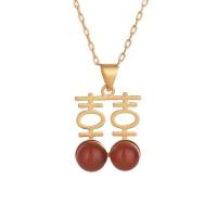 Zinc Alloy Jewelry Necklace with Jasper Stone sang gold plated & for woman Length Approx 17.71 Inch Sold By Pair