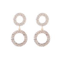 Rhinestone Earring, fashion jewelry & for woman, 42x22mm, Sold By Pair