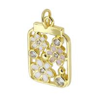 Cubic Zirconia Micro Pave Brass Pendant gold color plated fashion jewelry & DIY & micro pave cubic zirconia & enamel golden Approx 3mm Sold By Lot