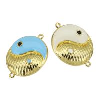 Brass Jewelry Connector, gold color plated, fashion jewelry & DIY & enamel, more colors for choice, 37x25x4mm, Hole:Approx 2mm, 10PCs/Lot, Sold By Lot