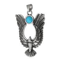 Stainless Steel Animal Pendants, 316 Stainless Steel, with turquoise, eagle, fashion jewelry & DIY & blacken, black, 36x54x9mm, Hole:Approx 5mm, Sold By PC
