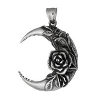 Stainless Steel Pendants, 316 Stainless Steel, Moon, fashion jewelry & DIY & blacken, black, 38x43x12mm, Hole:Approx 5mm, Sold By PC