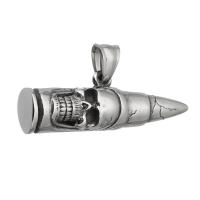 Stainless Steel Bullet Pendant, 316 Stainless Steel, fashion jewelry & DIY & blacken, black, 44x15x12mm, Hole:Approx 5mm, Sold By PC