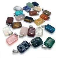 Gemstone Pendants Jewelry, Natural Stone, Rectangle, different materials for choice & Unisex, more colors for choice, 15x24mm, Sold By PC