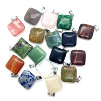 Gemstone Pendants Jewelry, Natural Stone, Rhombus, different materials for choice & Unisex, more colors for choice, 24x28mm, Sold By PC