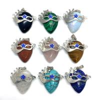 Gemstone Pendants Jewelry Natural Stone with 304 Stainless Steel Teardrop Galvanic plating & Unisex & with rhinestone Sold By PC