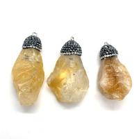perles de citrine Pendentif, avec argile, Irrégulière, unisexe, Jaune, 16x42-29x52mm, Vendu par PC