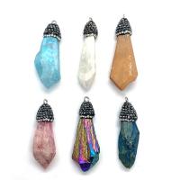 Quartz Gemstone Pendants, with Rhinestone Clay Pave, irregular, Unisex, more colors for choice, 10x43-18x54mm, Sold By PC