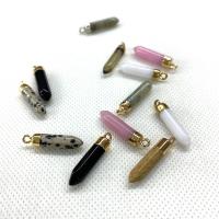 Gemstone Pendants Jewelry, Natural Stone, with Brass, Conical, gold color plated, different materials for choice & Unisex, more colors for choice, 6x25mm, Sold By PC