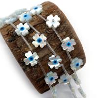 Perles en coquillage blanc naturel, coquille, fleur, DIY & motif de mauvais œil & émail, blanc, 10mm, Vendu par PC
