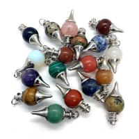 Gemstone Pendants Jewelry, Natural Stone, with Tibetan Style, platinum color plated, different materials for choice & Unisex, more colors for choice, 18x41mm, Sold By PC