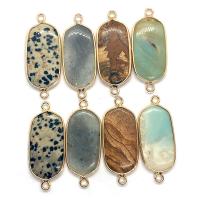 Gemstone Connector Natural Stone with Brass Oval gold color plated & Unisex & 1/1 loop Sold By PC