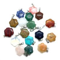 Gemstone Pendants Jewelry, Natural Stone, Flower, different materials for choice & Unisex, more colors for choice, 18x23mm, Sold By PC