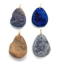 Quartz Gemstone Pendants, irregular, Druzy Geode Style & Unisex, more colors for choice, 31x52-34x55mm, Sold By PC