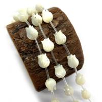 Naturlige muslingeskal perler, Shell, Flower, du kan DIY, hvid, 8x9mm, Solgt af PC