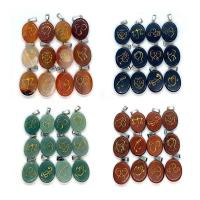 Gemstone Pendants Jewelry Natural Stone Oval & Unisex Approx Sold By Set