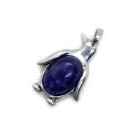 Gemstone Pendants Jewelry, Natural Stone, with Tibetan Style, Penguin, platinum color plated, different materials for choice & Unisex, more colors for choice, 24x35mm, Sold By PC
