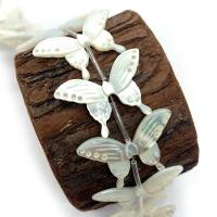 Natural Freshwater Shell Beads Yellow Shell with Black Shell & White Shell Butterfly Carved DIY Sold By PC