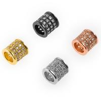 Brass Large Hole Bead Column plated DIY & micro pave cubic zirconia nickel lead & cadmium free Sold By PC