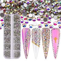 3D Nail Art Decoration, Glass, with Rhinestone, DIY, more colors for choice, 130x50x10mm, 3600PCs/Box, Sold By Box