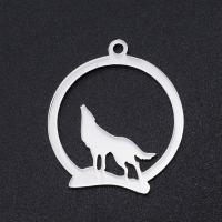 Stainless Steel Animal Pendants, 201 Stainless Steel, Wolf, Vacuum Ion Plating, DIY & Unisex, more colors for choice, 23x20mm, 5PCs/Bag, Sold By Bag