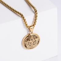 Stainless Steel Jewelry Necklace, 304 Stainless Steel, pentagram, Vacuum Ion Plating, DIY & Unisex, 26x25mm, Length:60 cm, Sold By PC