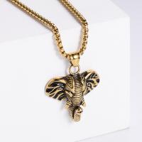 Stainless Steel Jewelry Necklace, 304 Stainless Steel, Elephant, Vacuum Ion Plating, DIY & Unisex & different styles for choice, 41x37mm, Length:60 cm, Sold By PC
