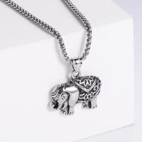 Stainless Steel Jewelry Necklace, 304 Stainless Steel, Elephant, Vacuum Ion Plating, DIY & different styles for choice & for man, 28x28mm, Length:60 cm, Sold By PC
