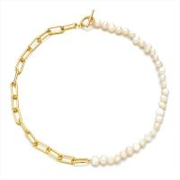 Plastic Pearl Necklace Brass with Plastic Pearl plated fashion jewelry & Unisex nickel lead & cadmium free Length Approx 17.72 Inch Sold By PC