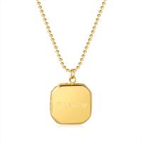 304 Stainless Steel Necklace with 2.36inch extender chain Square Vacuum Plating ball chain & with letter pattern & for woman gold 15mm Length Approx 16.1 Inch Sold By PC