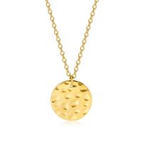 304 Stainless Steel Necklace, with 3.1inch extender chain, Flat Round, Vacuum Plating, oval chain & for woman, gold, 13mm, Length:Approx 16.1 Inch, Sold By PC