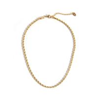 304 Stainless Steel Necklace, Vacuum Plating, French Rope Chain & different size for choice & for woman, gold, Sold By PC