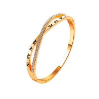 Tibetan Style Bangle, plated, with roman number & for woman & with rhinestone, more colors for choice, nickel, lead & cadmium free, 65mm, Sold By PC